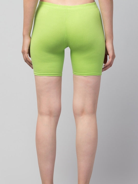 Women Solid Sea green Mid-Rise Gym Short