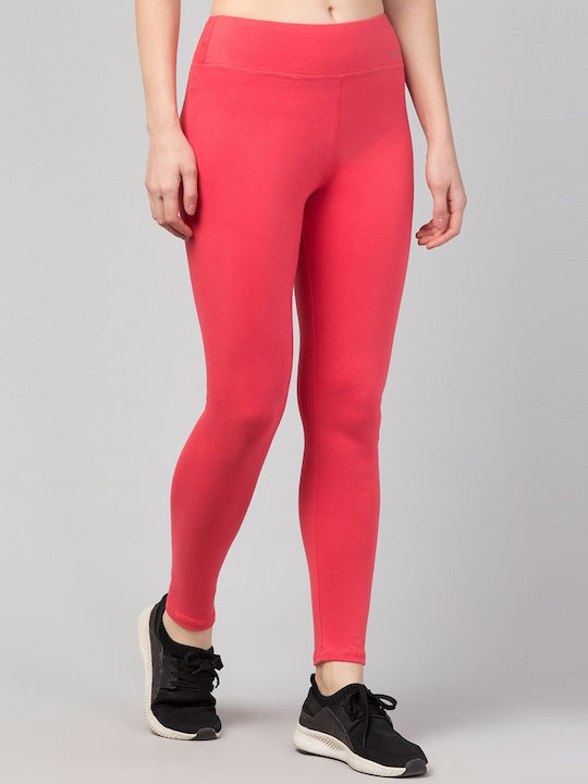 Women Solid Pink Slim Fit Leggings