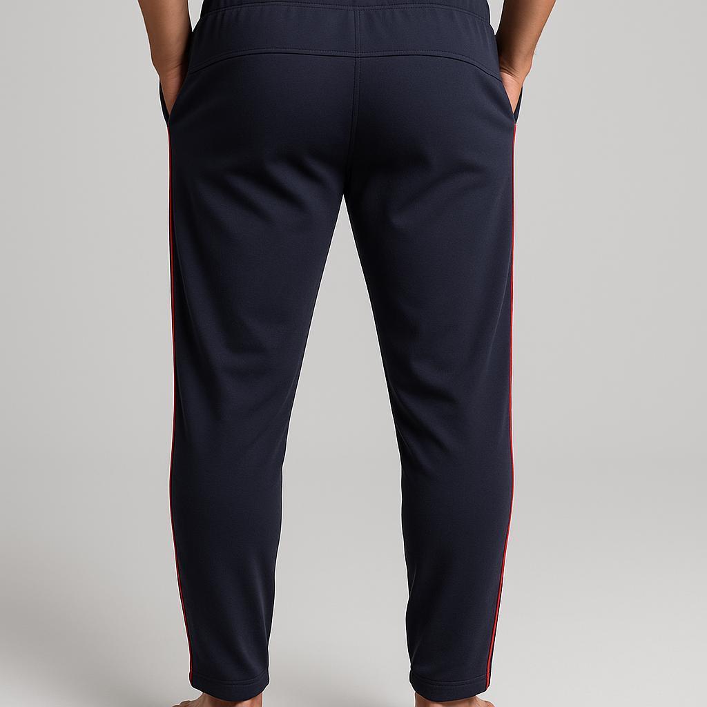 Men Navy NS Lycra Joggers with Red Side Tape