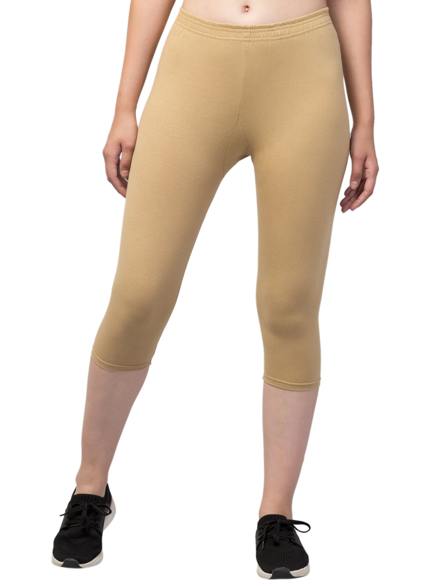 WOMEN SOLID DARK SKIN MID RISE SKINNY FIT CAPRIS
