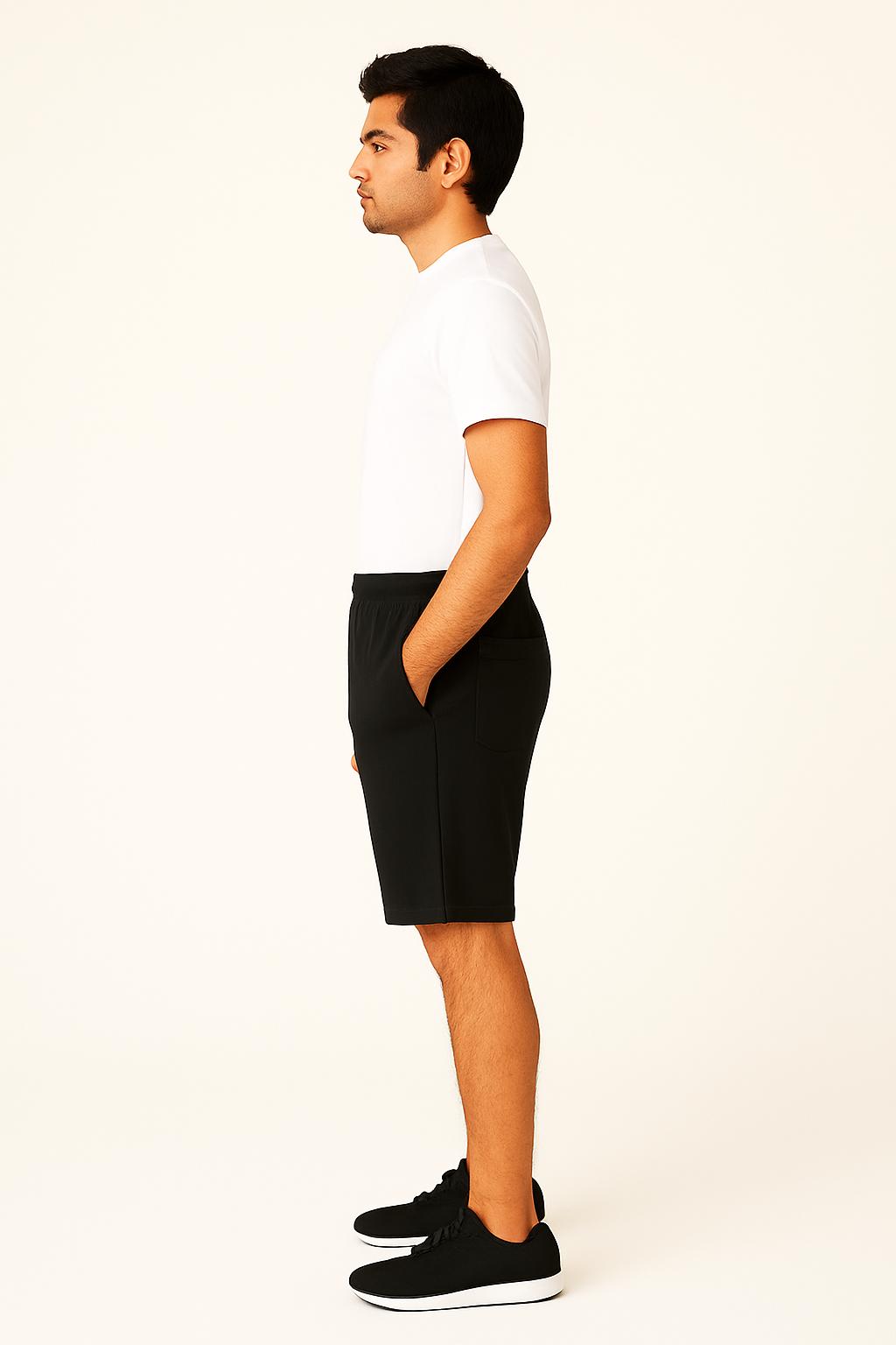 Men Black Cotton Terry Lounge/Workout Shorts