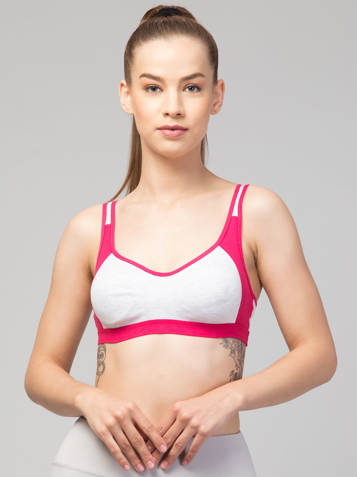 Colourblocked Full Coverage Non Padded Organic Super Support Sports Bra