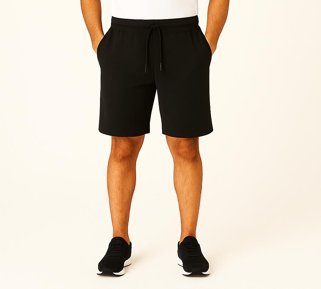 Men Black Cotton Terry Lounge/Workout Shorts