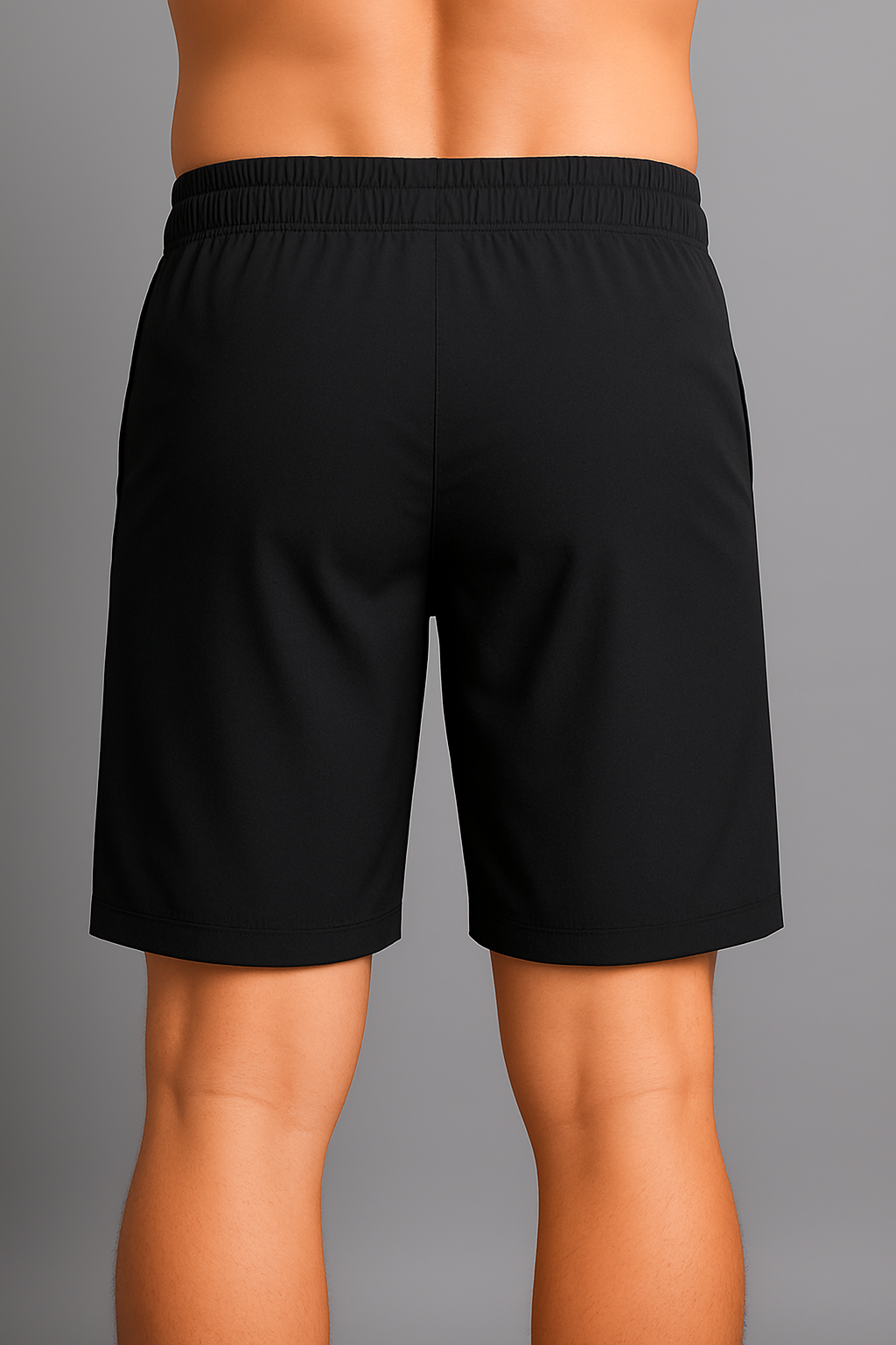 Men’s Solid Black Nylon Swim & Training Shorts with 2 Side Zipper Pockets | Quick-Dry Activewear