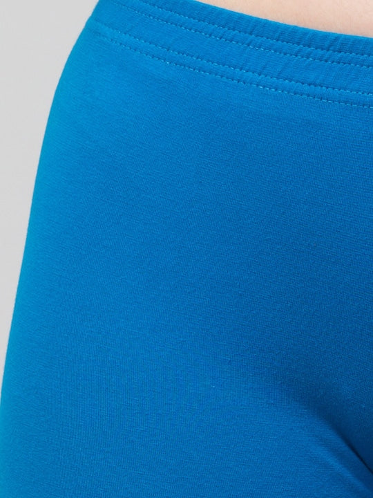 Women Solid Royal Blue Mid-Rise Short Brief