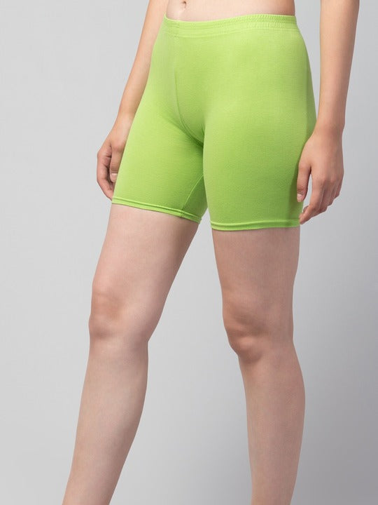 Women Solid Sea green Mid-Rise Gym Short