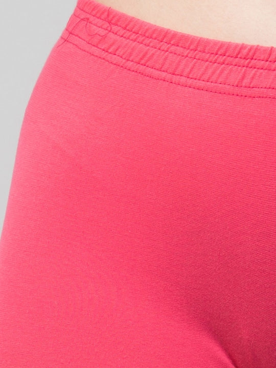 Women Solid Rani pink Mid-Rise Gym Short Brief