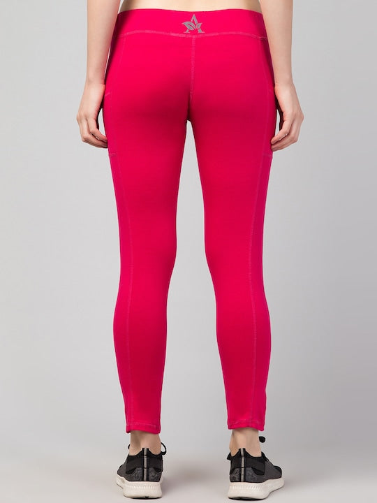Women Solid Red Slim Fit with pockets Leggings