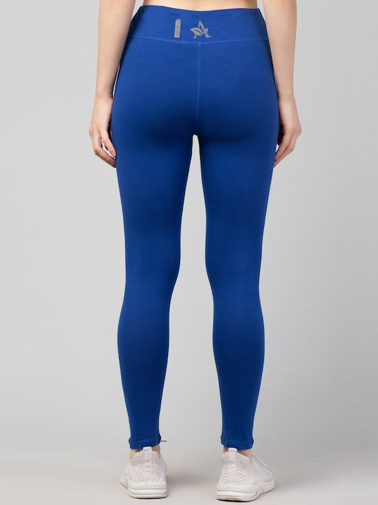 Women Solid Blue Slim Fit Leggings