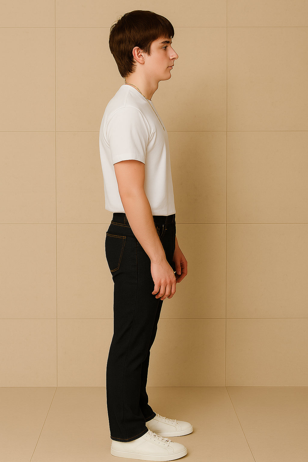 Men’s Straight-Leg Denim – Mid-Rise Stretch, Solid Dark Indigo