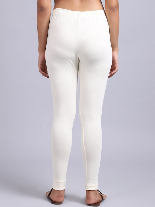 Women Solid White Slim Fit Leggings