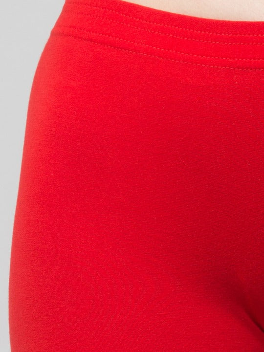 Women Solid Red Mid-Rise Gym Short