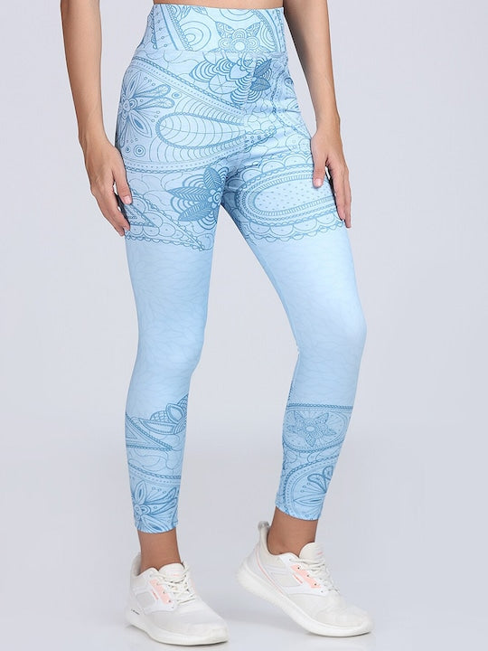 Women Printed Dry-Fit Training or Gym Ankle Length Sports Tights