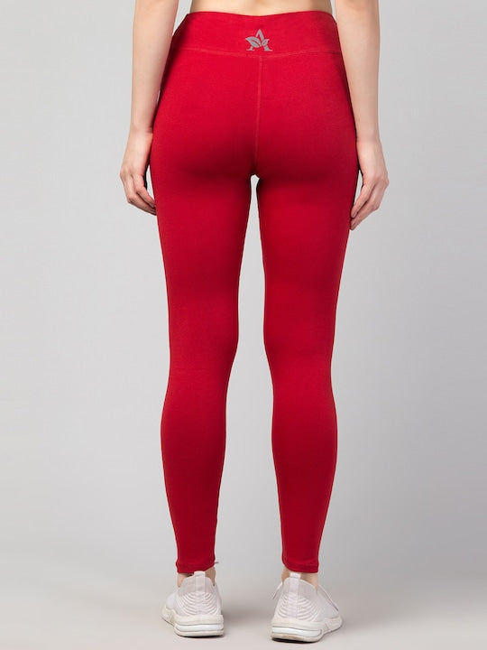 Women Solid Maroon Slim Fit Leggings