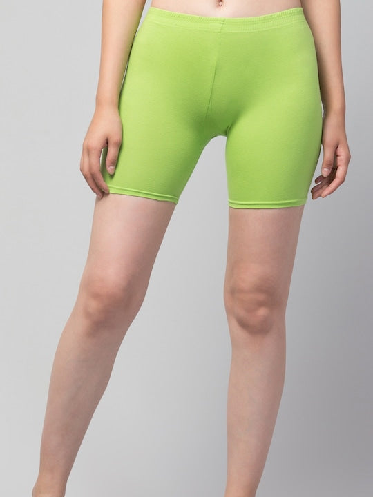 Women Solid Sea green Mid-Rise Gym Short