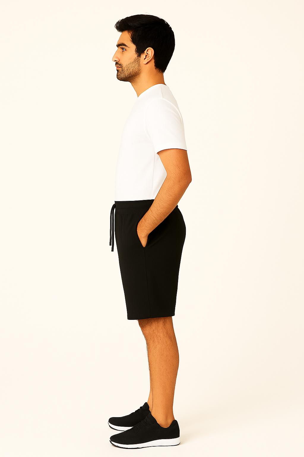 Men Black Cotton Terry Lounge/Workout Shorts