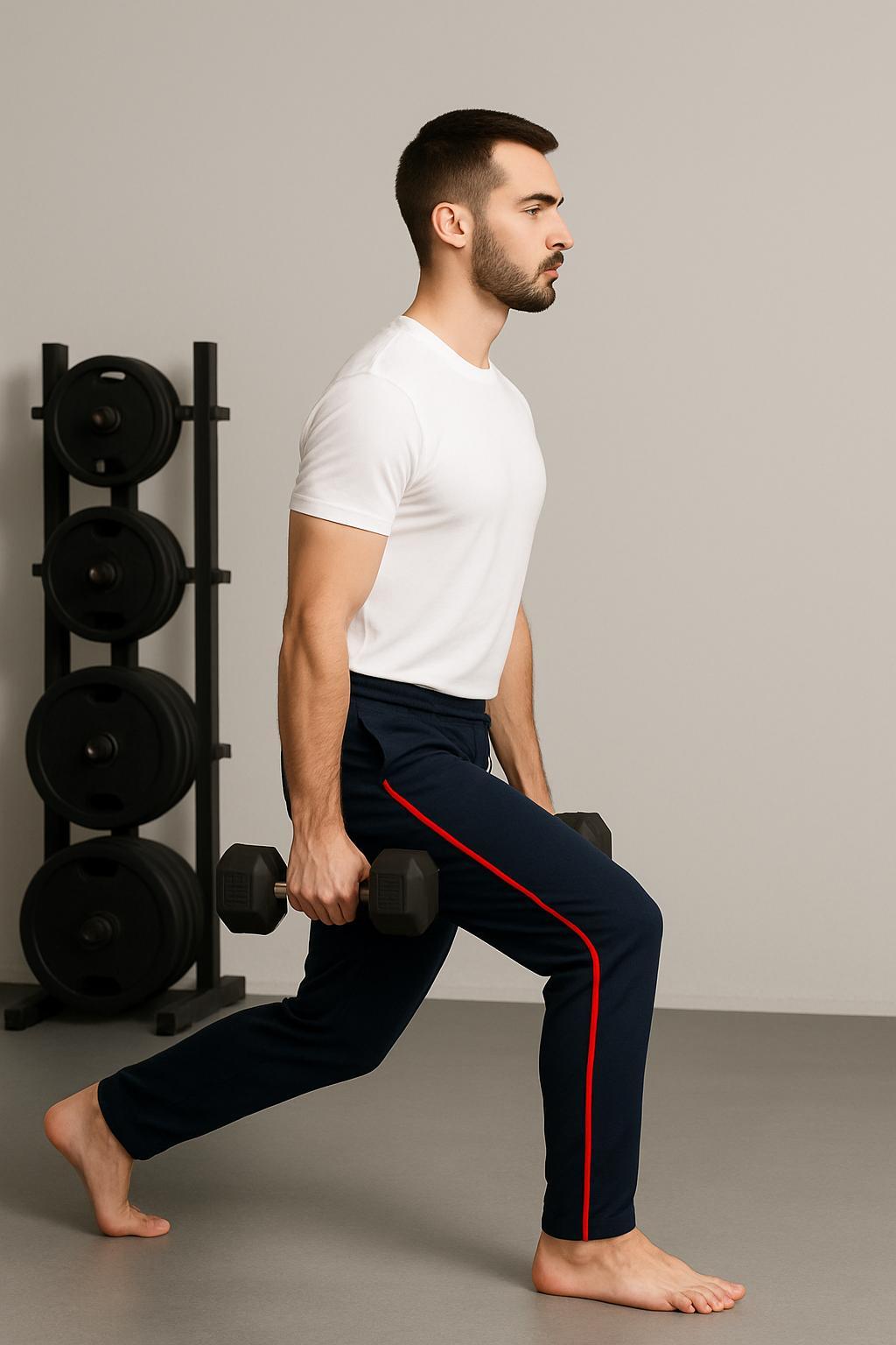 Men Navy NS Lycra Joggers with Red Side Tape