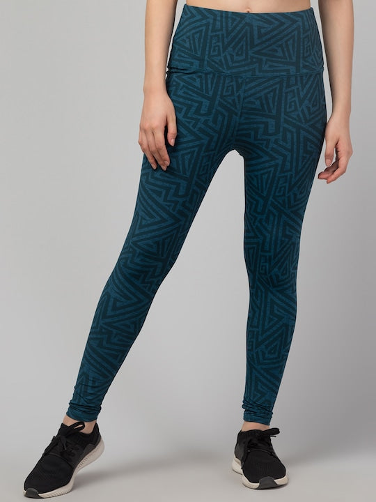 Women Pack Of 2 Printed Dry Fit Ankle Length Gym Tights
