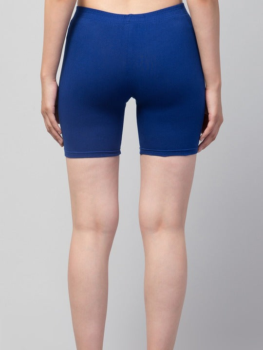Women Solid Dark blue Mid-Rise Short