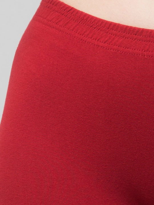 Women Solid Light Maroon Mid-Rise Gym Short Brief
