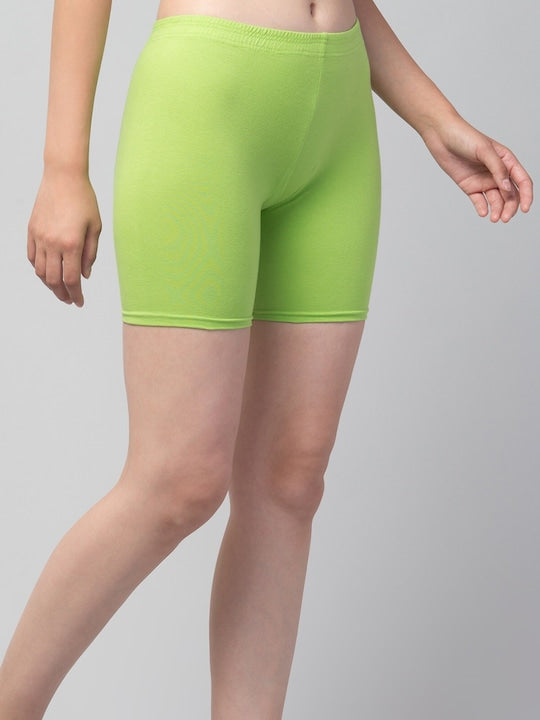 Women Solid Sea green Mid-Rise Gym Short