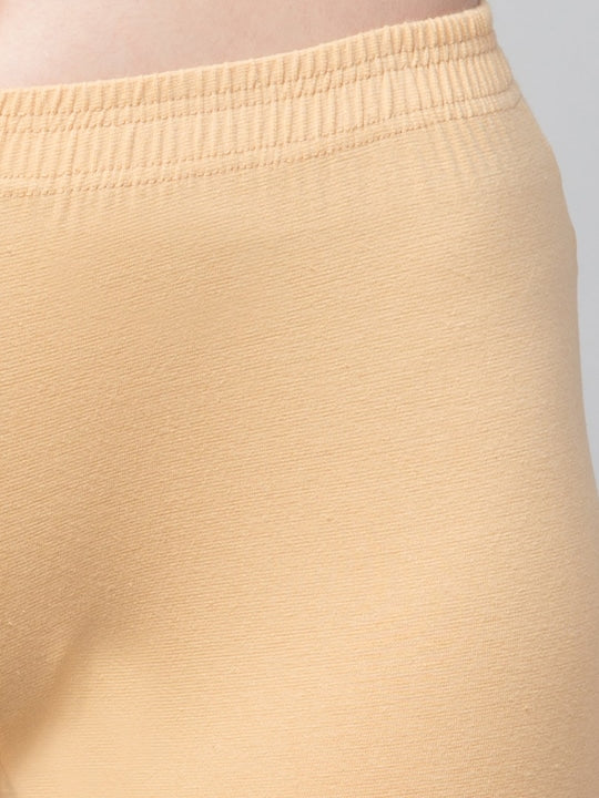 Women Solid Beige Mid-Rise Short Brief