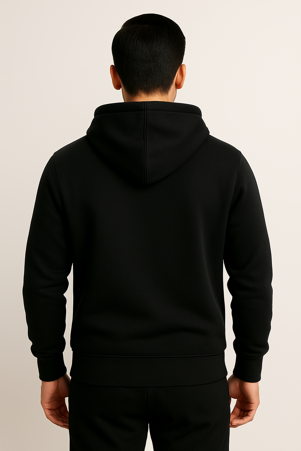 Men’s Solid Black Pullover Hoodie (Matty Polyester Fleece)