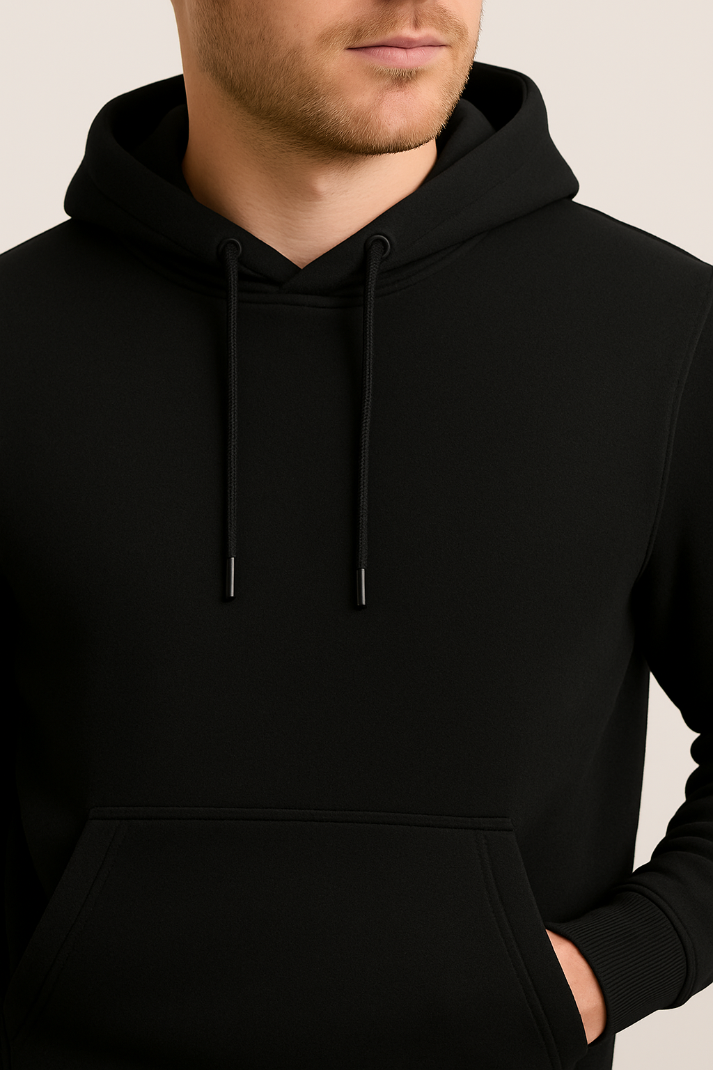 Men’s Hoodie Tracksuit Set – Black (Polyester Fleece)