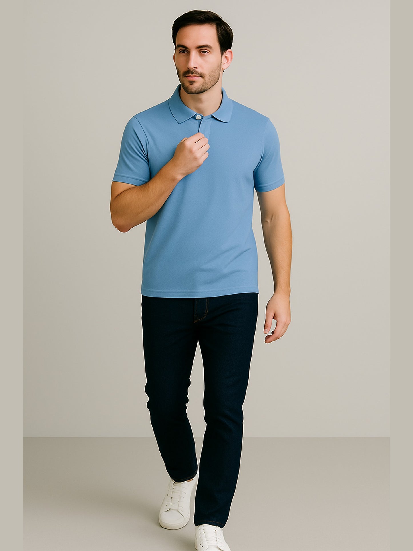 Men’s Quick-Dry Polyester Matty Polo – Sky Blue