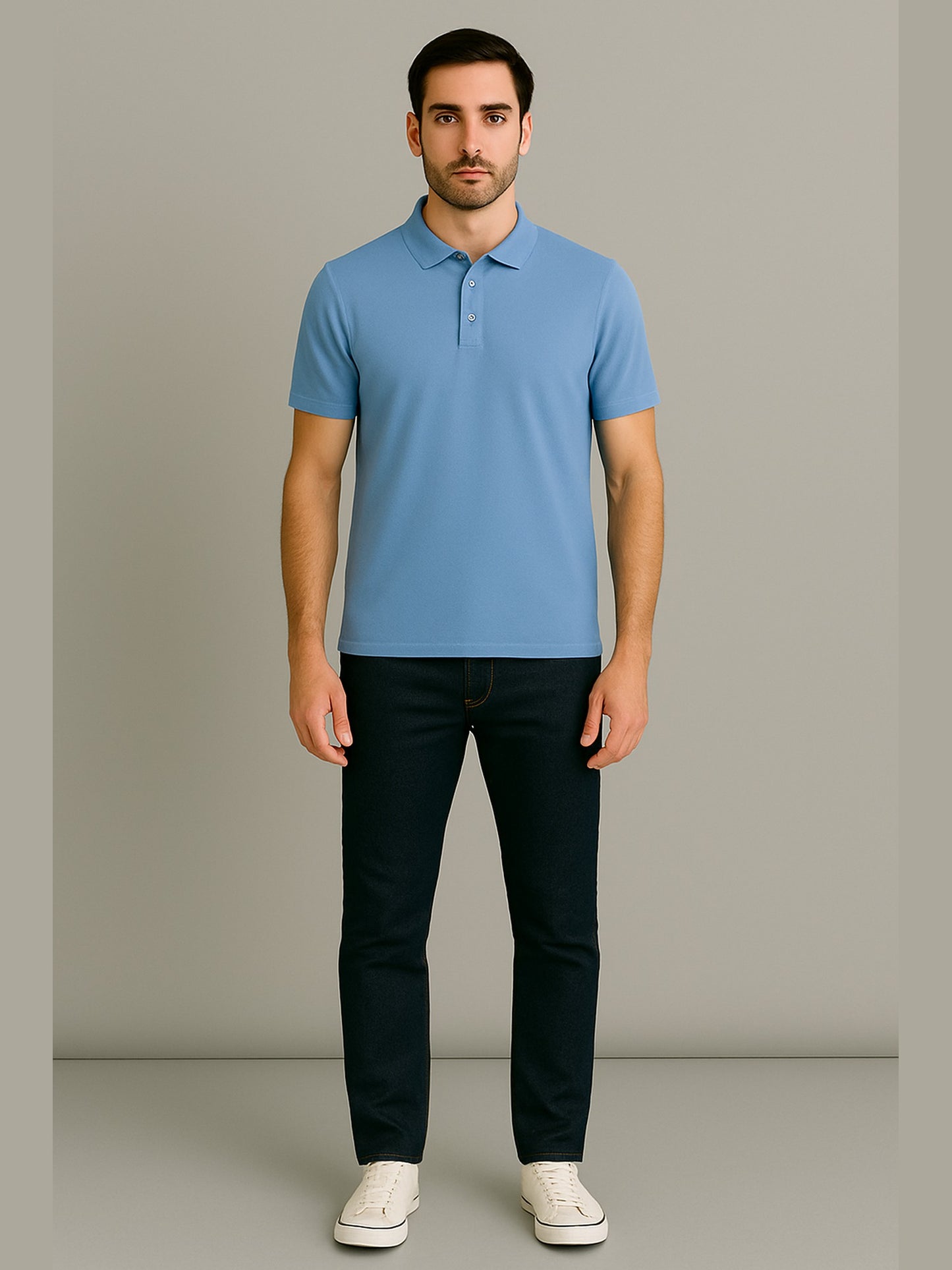 Men’s Quick-Dry Polyester Matty Polo – Sky Blue