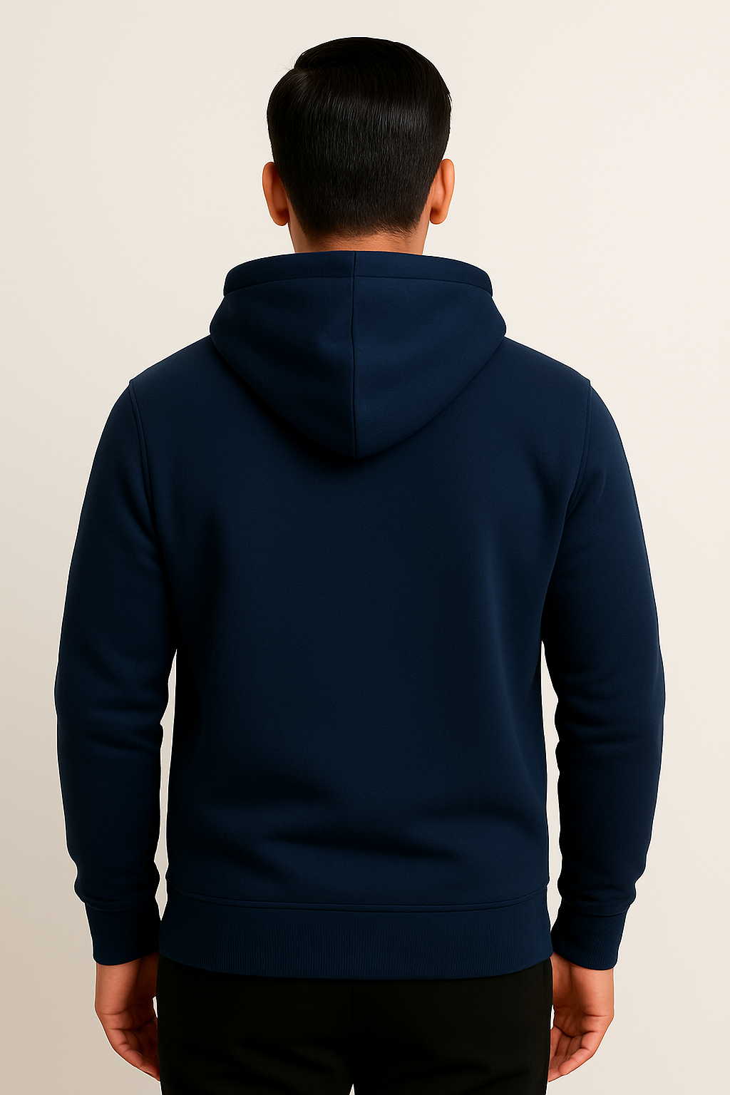 Men’s Solid Pullover Hoodie – Navy Blue (Matty Polyester Fleece)
