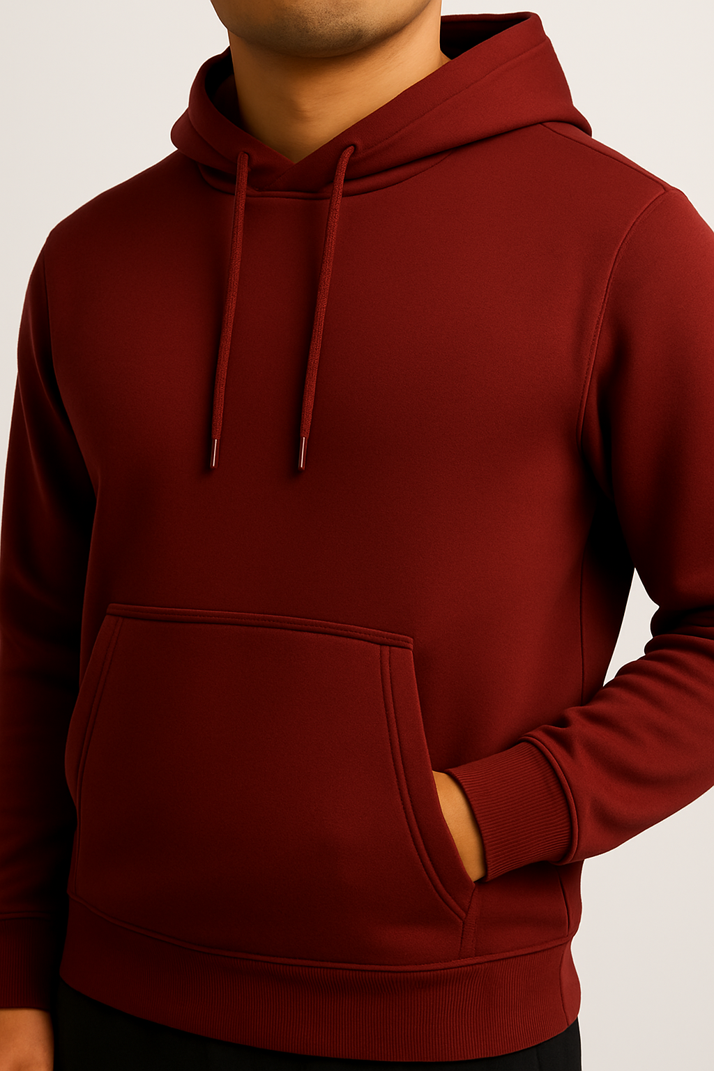 Men’s Hoodie Tracksuit Set – Maroon (Polyester Fleece)