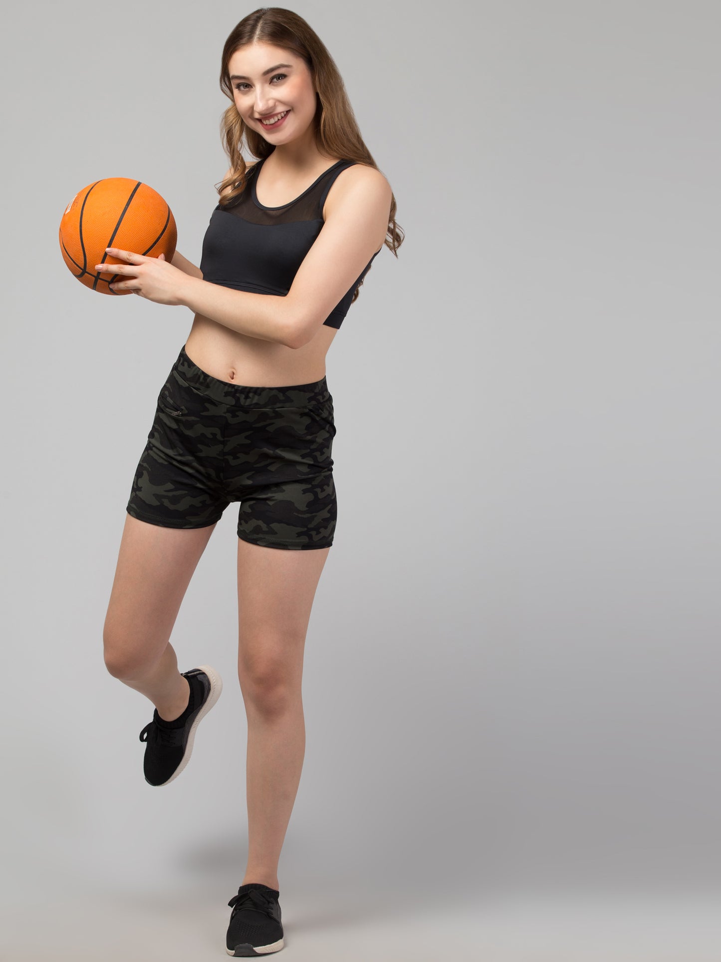 Women Camouflage Printed Sports Shorts