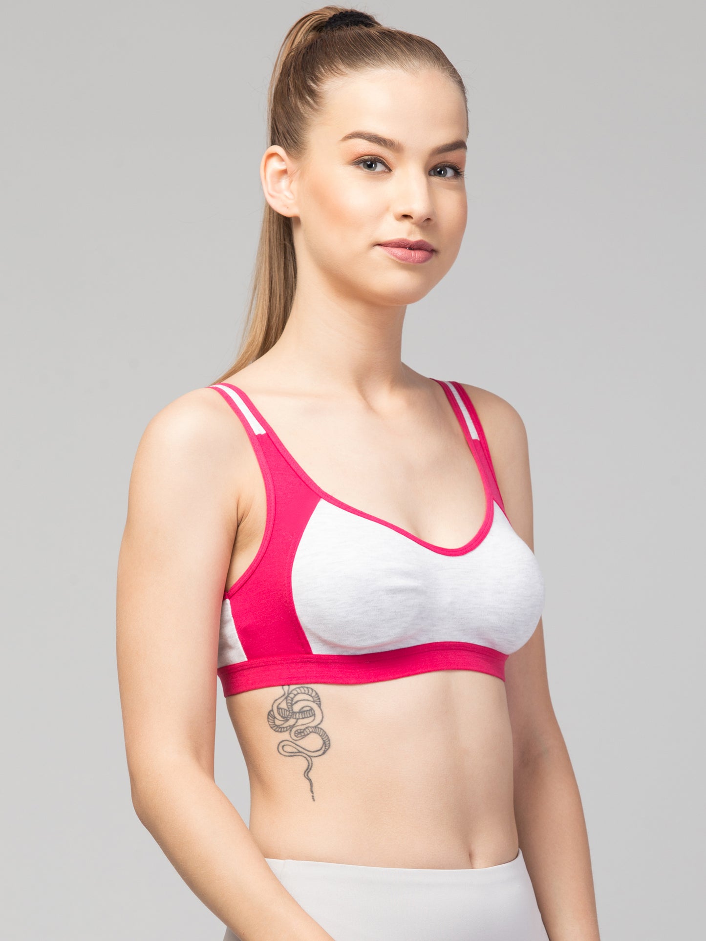 Colourblocked Full Coverage Non Padded Organic Super Support Sports Bra
