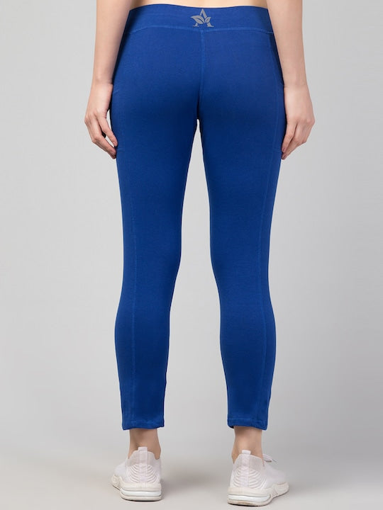 Women Solid Blue Slim Fit with pockets Leggings