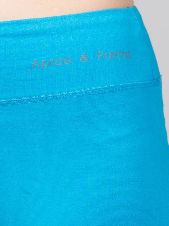 Women Solid Sky Blue Slim Fit Leggings