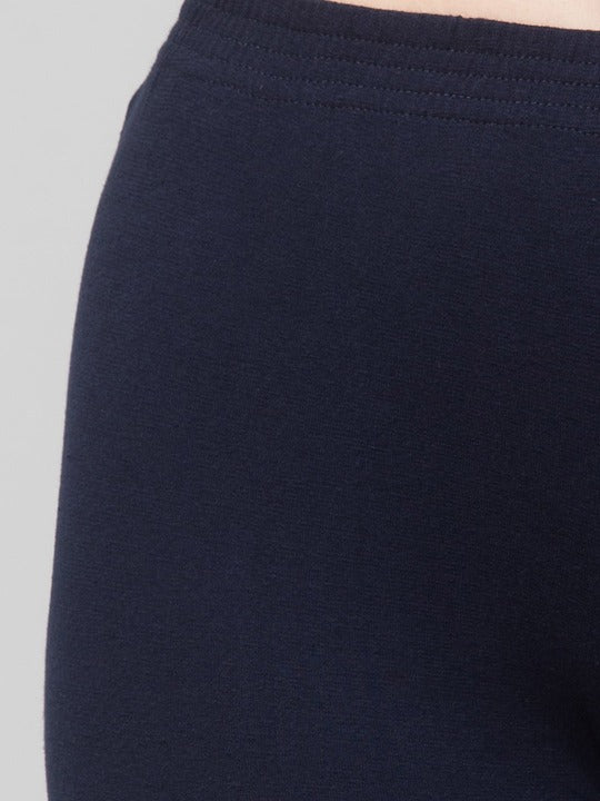 Women Solid Navy Blue Mid-Rise Gym Short Brief