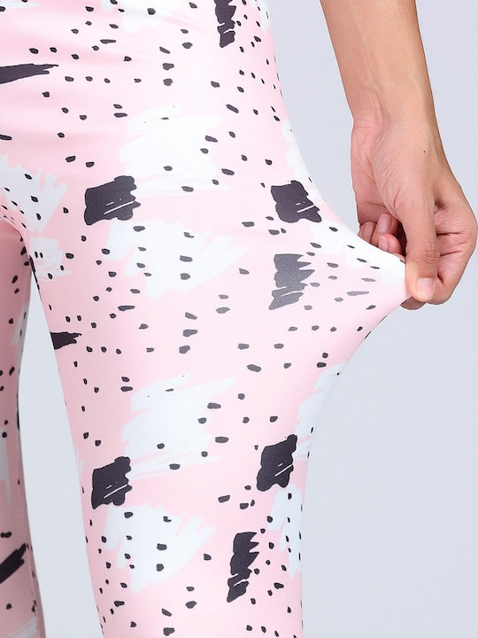 Women Printed Dry-Fit Training or Gym Ankle Length Sports Tights