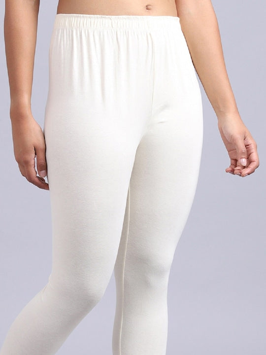 Women Solid White Slim Fit Leggings