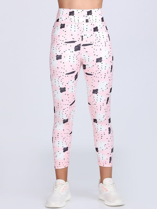 Women Printed Dry-Fit Training or Gym Ankle Length Sports Tights