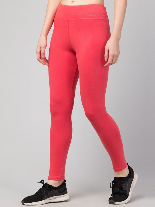 Women Solid Pink Slim Fit Leggings