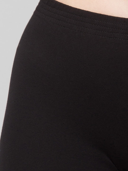 Women Solid Black Mid-Rise Gym Short Brief