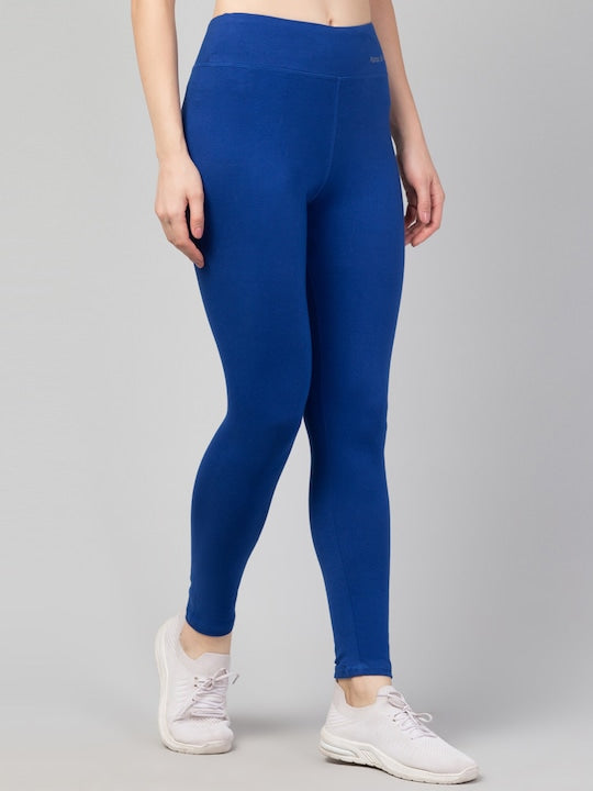 Women Solid Blue Slim Fit Leggings