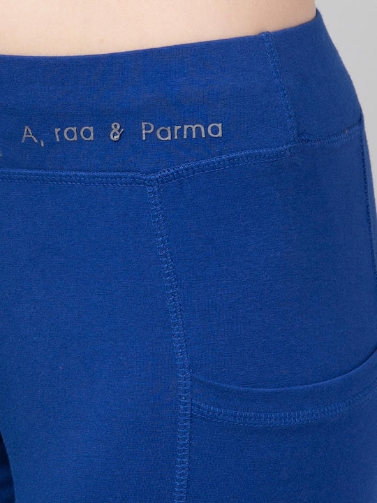 Women Solid Blue Slim Fit with pockets Leggings