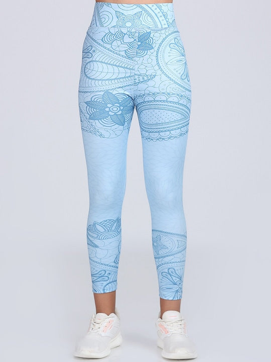 Women Printed Dry-Fit Training or Gym Ankle Length Sports Tights