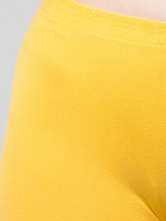 Women Solid Yellow Mid-Rise Gym Short