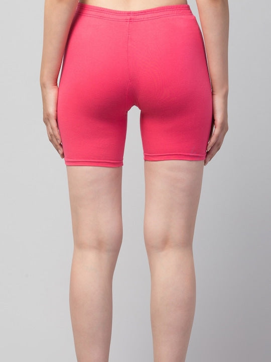 Women Solid Rani pink Mid-Rise Gym Short Brief