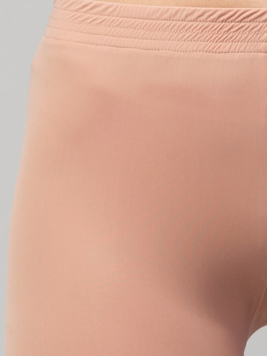 Women Solid Beige Mid-Rise Gym Shorts Briefs