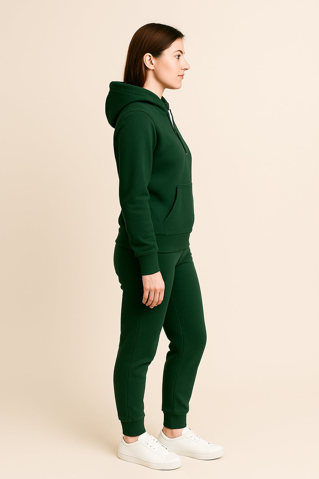 Women’s Hoodie Tracksuit Set – Forest Green (Polyester Fleece)