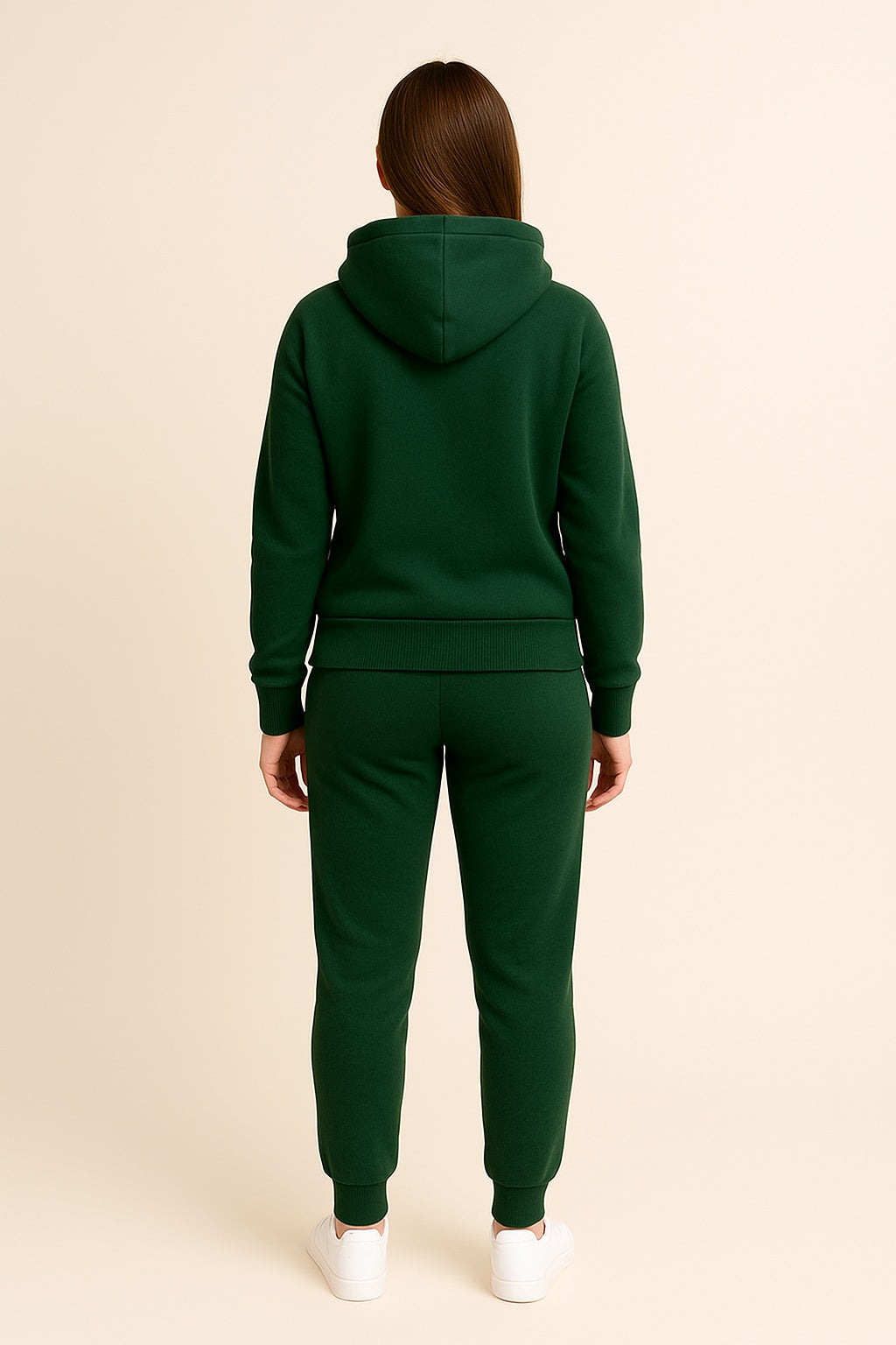 Women’s Hoodie Tracksuit Set – Forest Green (Polyester Fleece)